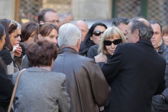 Jean-Louis Triaud avec Suzon Dopsy - Obsèques de Dominique Dropsy en l'église Notre-Dame à Bordeaux, le 14 octobre 2015