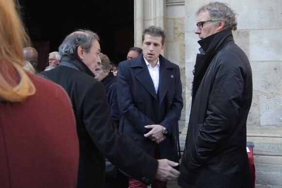 Jean-Louis Triaud, Cédric Carraso et Laurent Blanc - Obsèques de Dominique Dropsy en l'église Notre-Dame à Bordeaux, le 14 octobre 2015