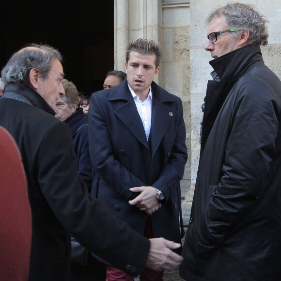 Jean-Louis Triaud, Cédric Carraso et Laurent Blanc - Obsèques de Dominique Dropsy en l'église Notre-Dame à Bordeaux, le 14 octobre 2015