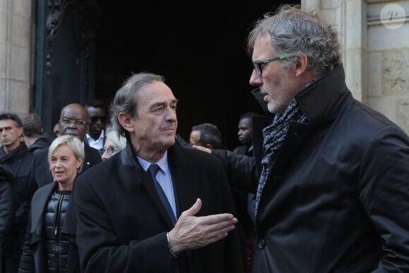 Jean-Louis Triaud et Laurent Blanc - Obsèques de Dominique Dropsy en l'église Notre-Dame à Bordeaux, le 14 octobre 2015