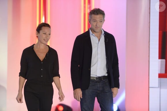 Emmanuelle Bercot et Vincent Cassel - Enregistrement de l'émission "Vivement Dimanche" à Paris le 14 octobre 2015 et qui sera diffusée le 18 Octobre 2015.