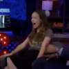 Olivia Wilde surprise par la question de son fiancé Jason Sudeikis, lorsqu'elle est invitée dans Watch What Happens Live, le 15 octobre 2015
