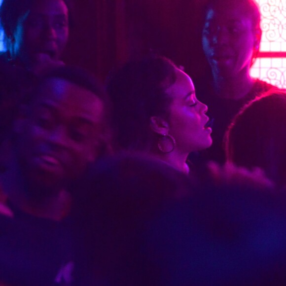 Exclusif - Rihanna et Travis Scott s'éclatent ensemble au club Raspoutine puis ressortent chacun de leur côté à Paris le 5 octobre 2015.