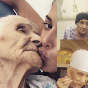 Ayem Nour et sa grand mère, le 17 octobre 2015 en Tunisie.