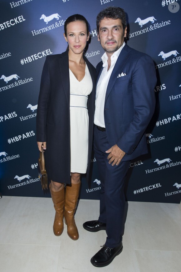 Exclusif - Lorie et Giulio Guasco (CEO d'Harmont & Blaine) - Inauguration de la boutique Harmont & Blaine à Paris, mardi 13 octobre 2015. La marque italienne Harmont & Blaine a inauguré sa première boutique française au 35 boulevard des Capucines.