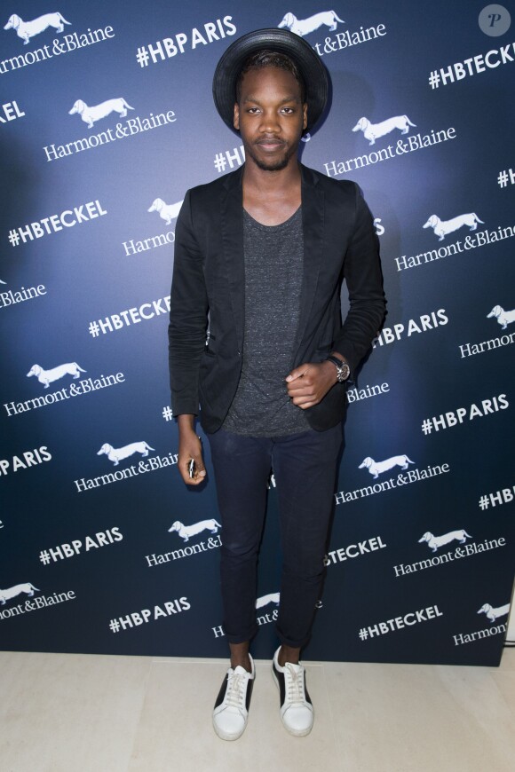 Exclusif - Ahmed Dramé - Inauguration de la boutique Harmont & Blaine à Paris, mardi 13 octobre 2015. La marque italienne Harmont & Blaine a inauguré sa première boutique française au 35 boulevard des Capucines.