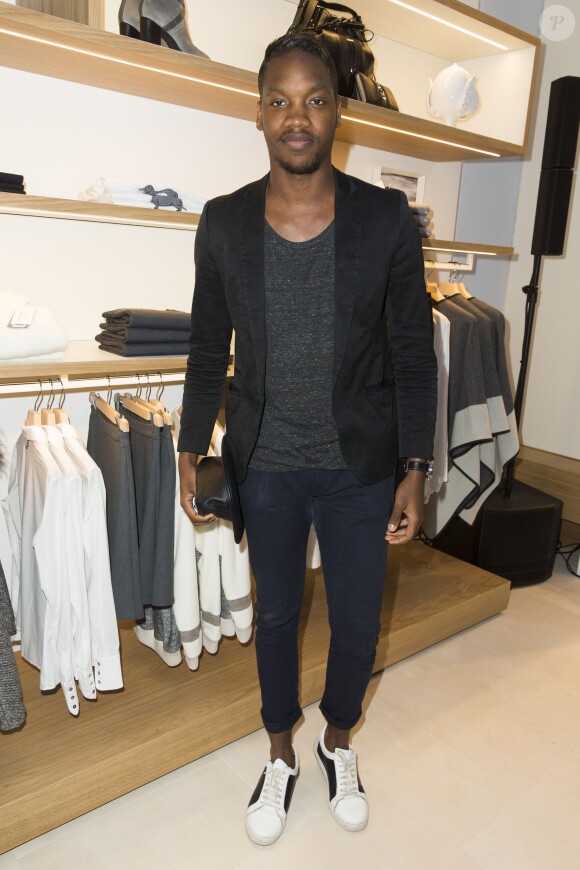 Exclusif - Ahmed Dramé - Inauguration de la boutique Harmont & Blaine à Paris, mardi 13 octobre 2015. La marque italienne Harmont & Blaine a inauguré sa première boutique française au 35 boulevard des Capucines.