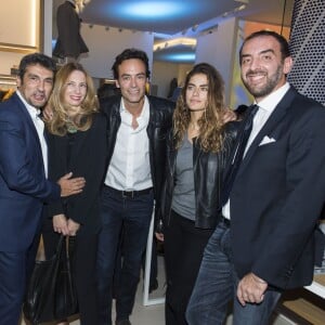 Exclusif - Massimo Montefusco, Giulio Guasco (CEO d'Harmont & Blaine), Emanuela Guasco, Anthony Delon et sa fille Alyson Le Borges, Giuseppe Menniti (Harmont & Blaine) - Inauguration de la boutique Harmont & Blaine à Paris, mardi 13 octobre 2015. La marque italienne Harmont & Blaine a inauguré sa première boutique française au 35 boulevard des Capucines.