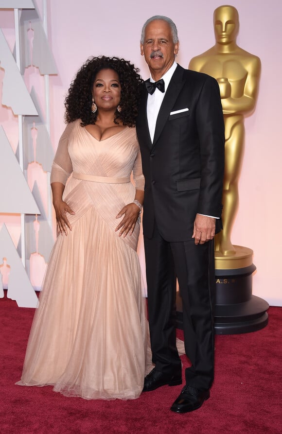 Oprah Winfrey et son compagnon Stedman Graham à la 87e cérémonie des Oscars à Hollywood le 22 février 2015
