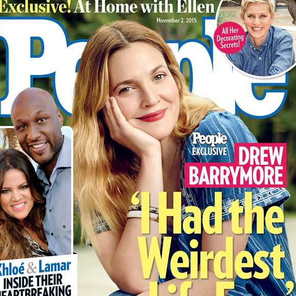 Drew Barrymore en couverture de People. 2 novembre 2015