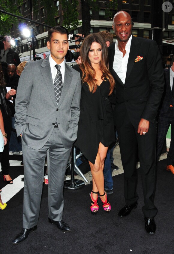 Robert Kardashian, Khloe Kardashian, Lamar Odom à la soirée E! 0 Upfront à New York, le 30 avril 2012