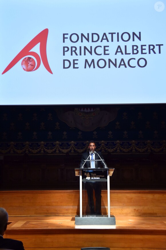 Pierre Frolla, champion du monde d'apnée, participait à la cérémonie de remise du Blue Legacy Award au prince Albert II de Monaco dans le cadre du Blue Ocean Film Festival 2015, le 6 novembre 2015 au Musée océanographique de Monaco. © Bruno Bebert / Bestimage