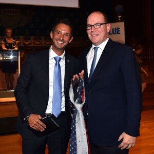 Pierre Frolla, champion du monde d'apnée, participait à la cérémonie de remise du Blue Legacy Award au prince Albert II de Monaco dans le cadre du Blue Ocean Film Festival 2015, le 6 novembre 2015 au Musée océanographique de Monaco. © Bruno Bebert / Bestimage