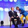 Le prince Albert II de Monaco remettait le 27 octobre 2015 le prix "Futurum Award" à l'artiste Neil Harbisson pour son implication dans l'utilisation des nouvelles technologies au service de l'Art et de la Science, au Fairmont Hotel © Bruno Bebert / Bestimage