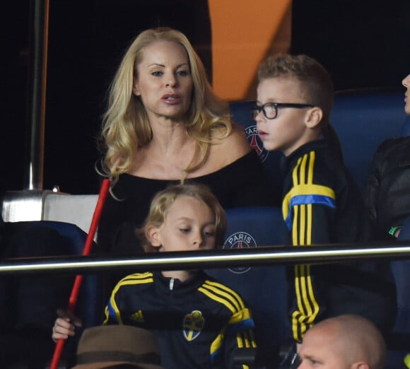 Helena Seger (Zlatan Ibrahimovic wife) with his kids Maximilian and Vincent during the Group stage of Champion's League Group A soccer match, Paris-St-Germain vs Malmö in Parc des Princes, Paris, France, on September 15th, 2015. PSG won 2-0. Photo by Laurent Zabulon/ABACAPRESS.COM16/09/2015 - Paris