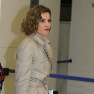 La reine Letizia d'Espagne à la Bibliothèque nationale à Madrid le 3 novembre 2015 pour la première table ronde du séminaire "Coopération espagnole 2030 : l'Espagne et le nouvel agenda du développement durable".