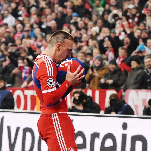 Franck Ribéry après avoir inscrit un but lors de la rencontre entre le Shakhtar Donetsk et le Bayern Munich, à Munich le 11 mars 2015