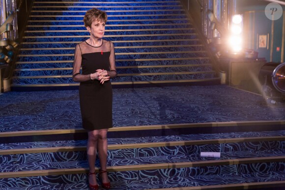 Exclusif - Catherine Laborde, aux Folies Bergère à Paris, le 11 mars 2015.