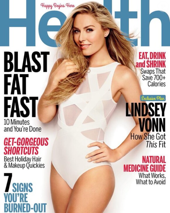 Lindsey Vonn en couverture du magazine Health du mois de décembre 2015
