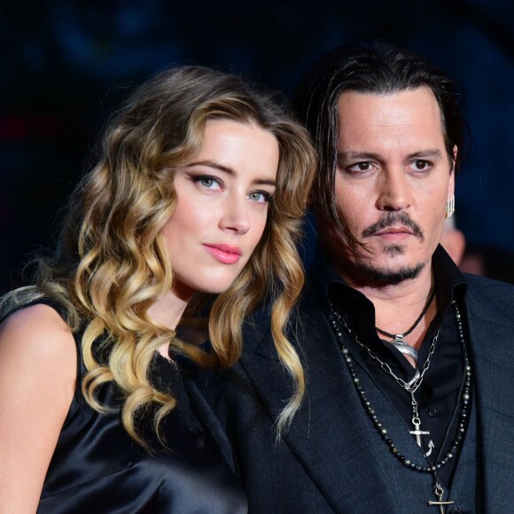 Johnny Depp et sa femme Amber Heard - Avant-première du film "Black Mass" lors du Festival BFI à Londres, le 11 octobre 2015.