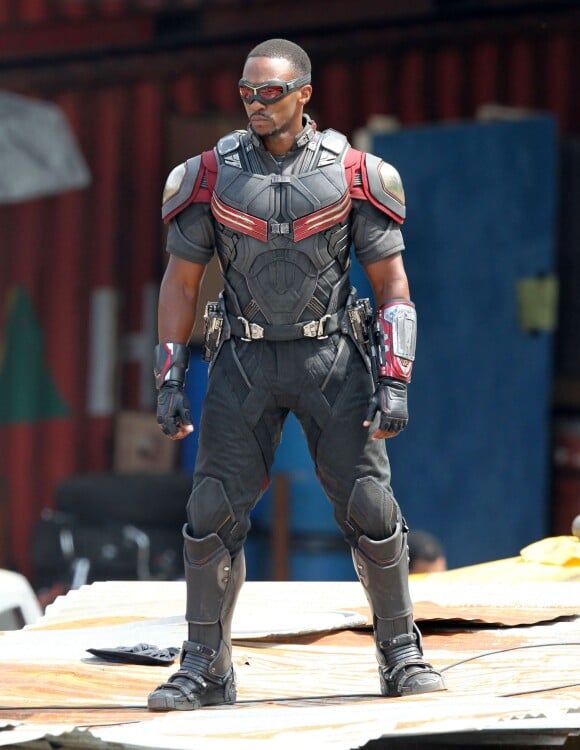 Anthony Mackie sur le tournage de "Captain America: Civil War" à Atlanta, le 15 mai 2015