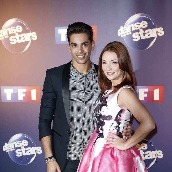 Christophe Licata, Priscilla Betti - Photocall Danse avec les stars 6 devant TF1 à Boulogne-Billancourt, le 7 octobre 2015.
