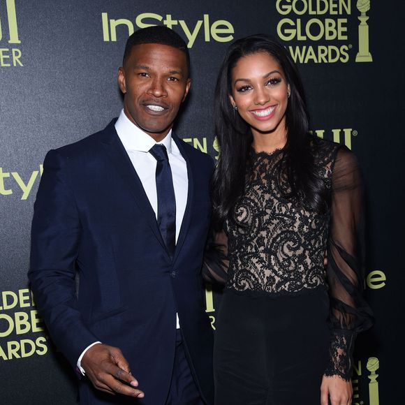 Jamie Foxx et sa fille Corinne lors de la soirée "HFPA & InStyle Celebrate the 2016 Golden Globe Awards Season" à Los Angeles le 17 novembre 2015