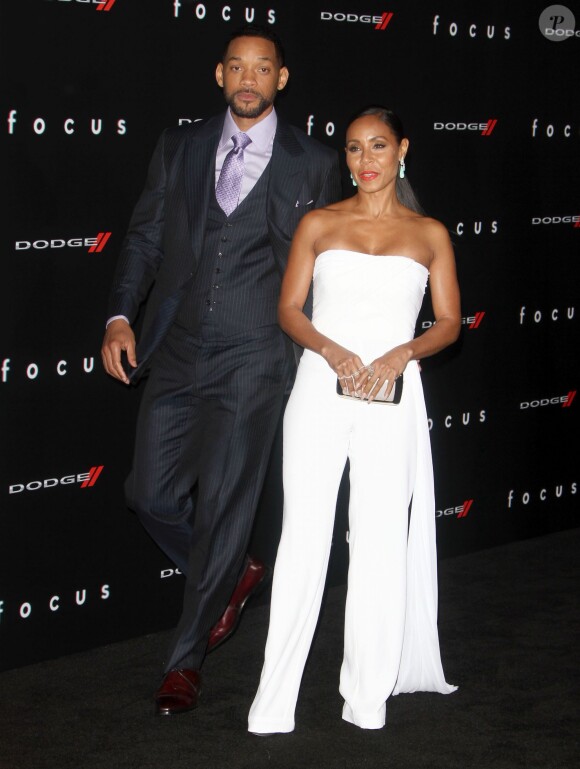 Will Smith et sa femme Jada Pinkett Smith - Avant-première du film "Focus" à Hollywood, le 24 février 2015.