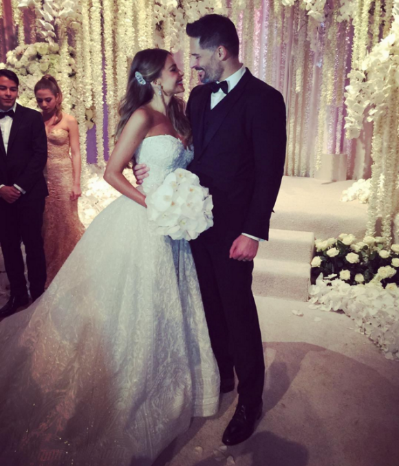 Sofia Vergara et son époux Joe Manganiello lors de leur mariage, à l'hôtel The Breakers Resort, à Palm Beach en Floride, le dimanche 22 novembre 2015.