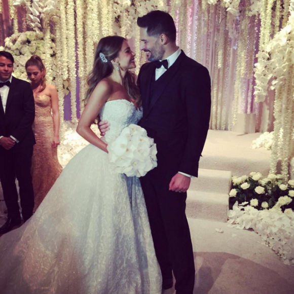 Sofia Vergara et son époux Joe Manganiello lors de leur mariage, à l'hôtel The Breakers Resort, à Palm Beach en Floride, le dimanche 22 novembre 2015.