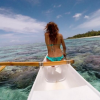 Marine Lorphelin passe un week-end de rêve avec son chéri, à Bora Bora, en Polynésie française. Novembre 2015.