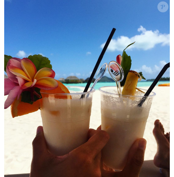 Marine Lorphelin passe un week-end de rêve avec son boyfriend, à Bora Bora. Novembre 2015.