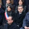 Anne Hidalgo, Nicolas Sarkozy et François Hollande - Hommage aux victimes des attentats de Paris, Cour d'Honneur de l'Hôtel national des Invalides le 27 novembre 2015.