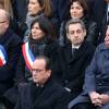 Anne Hidalgo, Nicolas Sarkozy et François Hollande - Hommage national aux victimes des attentats de Paris, Cour d'Honneur de l'Hôtel national des Invalides le 27 novembre 2015.