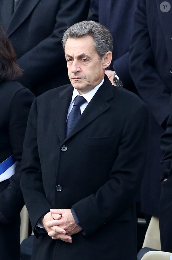 Nicolas Sarkozy - Hommage national aux victimes des attentats de Paris, Cour d'Honneur de l'Hôtel national des Invalides le 27 novembre 2015.