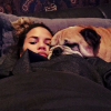 Chrissy Teigen et son chien se reposent après Thanksgiving / photo postée sur Instagram à la fin du mois de novembre 2015.