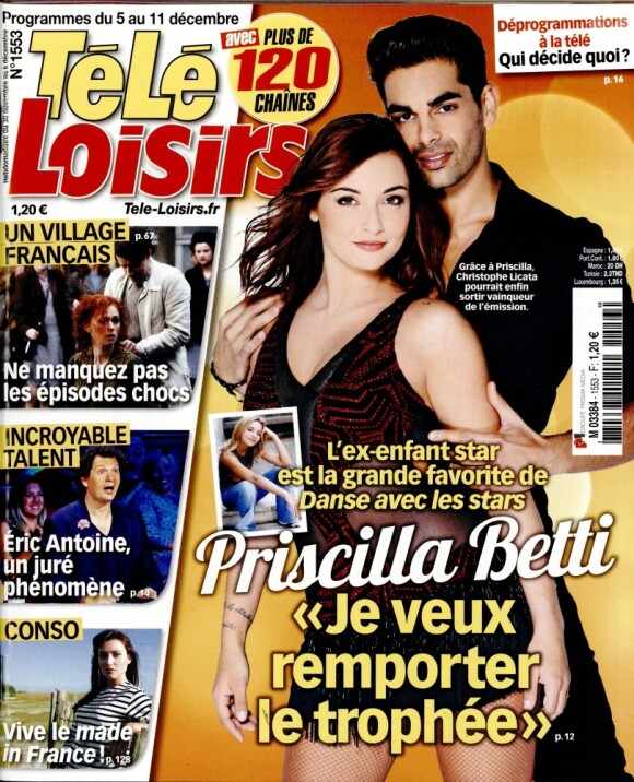 Magazine Télé-Loisirs en kiosques le 30 novembre 2015.