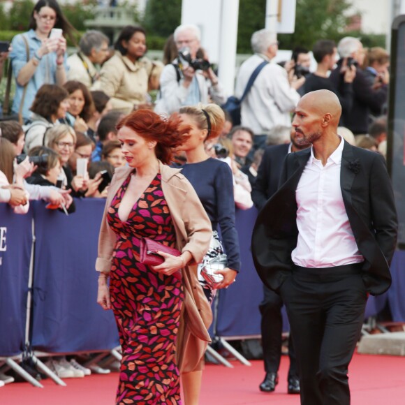 Audrey Fleurot enceinte et son compagnon Djibril Glissant - Avant-première du film "Everest" et soirée d'ouverture lors du 41e Festival du film américain de Deauville, le 4 septembre 2015.