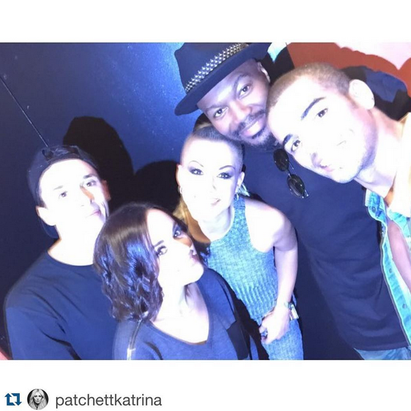 Alizée, Grégoire Lyonnet, Brahim Zaibat et Katrina Patchett après le show Rock It All Tour à l'Olympia, le 1er décembre 2015.