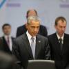Barack Obama observe une minute de silence - Arrivées des responsables politiques mondiaux au sommet du G20 à Antalya le 15 novembre 2015