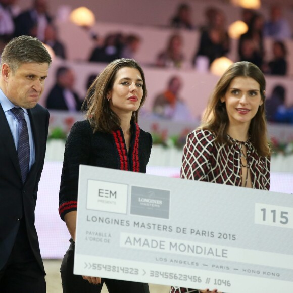 Juan-Carlos Capelli (Vice président de Longines), Charlotte Casiraghi et Fernanda Ameeuw lors de la soirée Style & Competition for Amade, l'Association mondiale des amies de l'enfance lors du Longines Masters de Paris à Villepinte le 5 décembre 2015 © Dominique Jacovides
