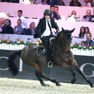 Guillaume Canet sur Quara d'Helerin lors de la soirée Style & Competition for Amade, l'Association mondiale des amies de l'enfance lors du Longines Masters de Paris à Villepinte le 5 décembre 2015 © Dominique Jacovides