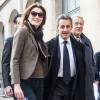 Nicolas Sarkozy et sa femme Carla Bruni-Sarkozy vont voter au lycée Jean de la Fontaine dans le 16e arrondisseùent, à Paris, pour le 1er tour des élections régionales, le 6 décembre 2015. © Cyril Moreau - Dominique Jacovides / Bestimage