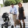 Elisabetta Canalis, son mari Brian Perri et leur fille Skyler à l'hôtel Andaz de West Hollywood, le 5 décembre 2015