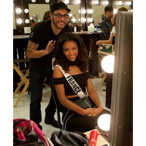 Flora Coquerel : séance de maquillage pour Miss Univers 2015 à Las Vegas