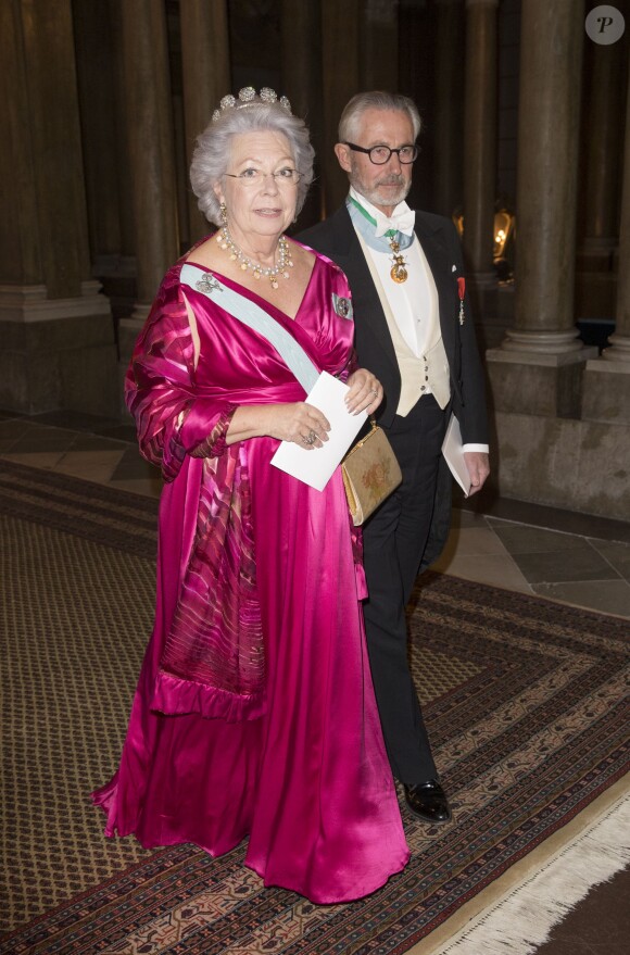 La princesse Christina de Suède, soeur du roi, et Tord Magnuson - Dîner du roi pour les lauréats du Prix Nobel au palais royal à Stockholm le 11 décembre 2015.