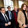 Nicolas Sarkozy et sa femme Carla Bruni-Sarkozy ont voté au lycée Jean de la Fontaine dans le 16ème à Paris pour le 2e tour des élections régionales, le 13 décembre 2015. © Pool / Bestimage