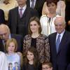 La reine Letizia d'Espagne arrive au palais pour deux audiences, à Madrid le 16 décembre 2015