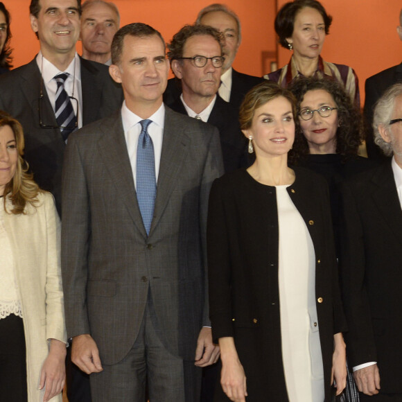 Le roi Felipe VI et la reine Letizia d'Espagne remettent les médailles d'or du mérite des Beaux-Arts 2014 à Séville, le 2 décembre 2015.