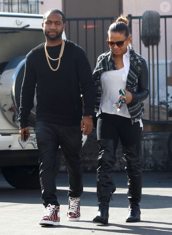 Exclusif - Christina Milian et son fiance Jas Prince vont dejeuner au restaurant a Los Angeles, le 4 janvier 2014.